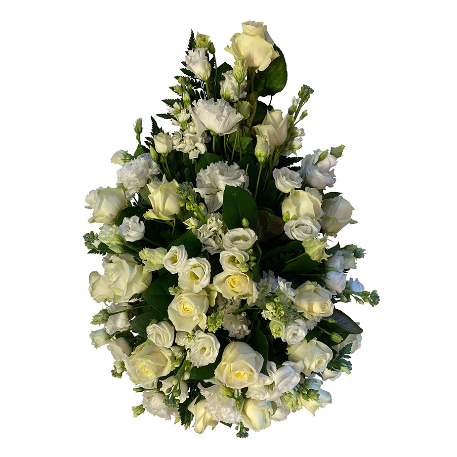 rouwarrangement druppel wit
