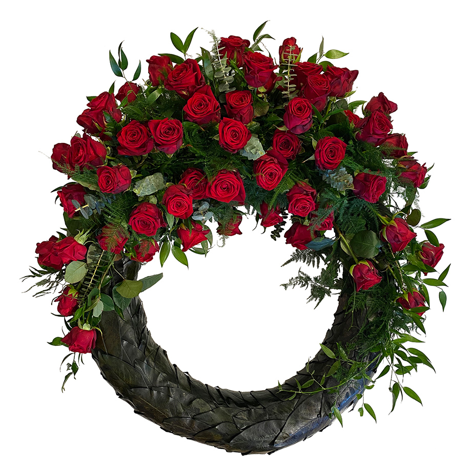 rouwkrans rode rozen