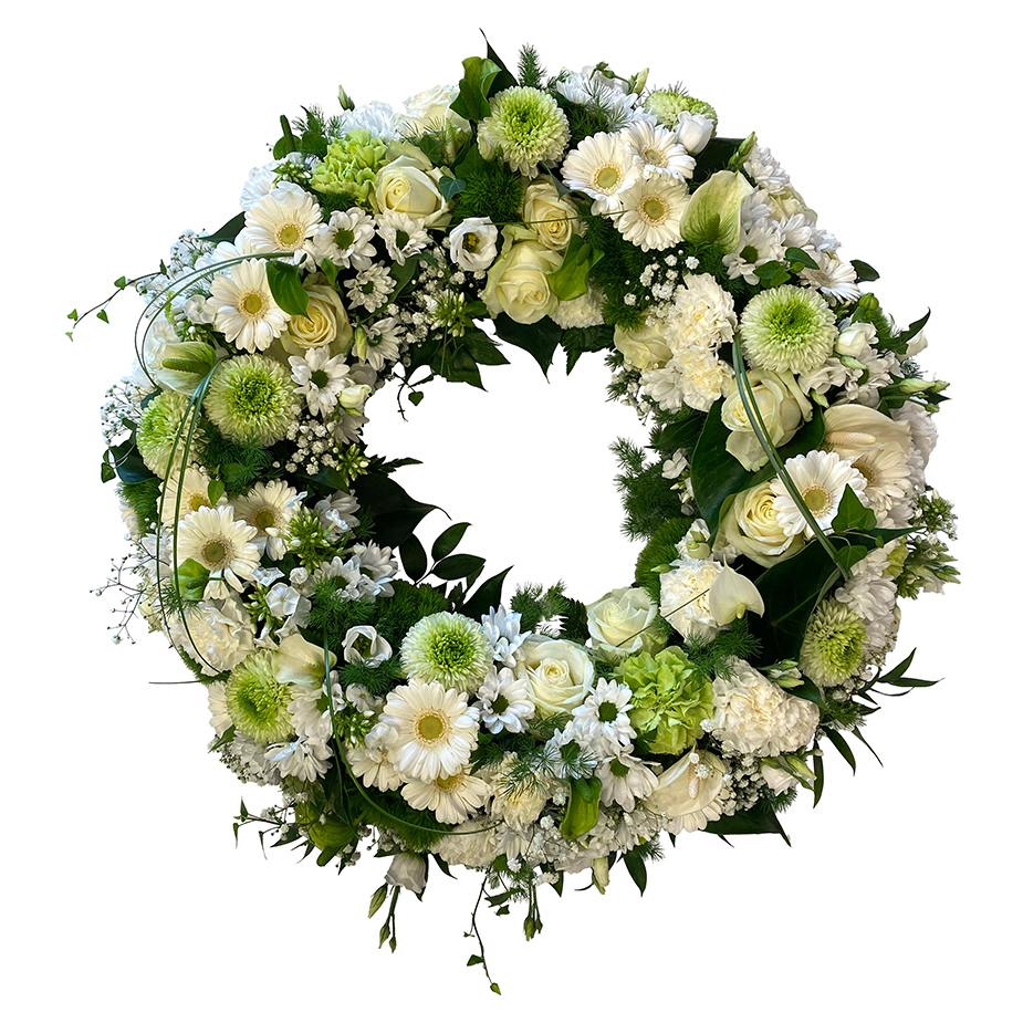 rouwkrans wit groen